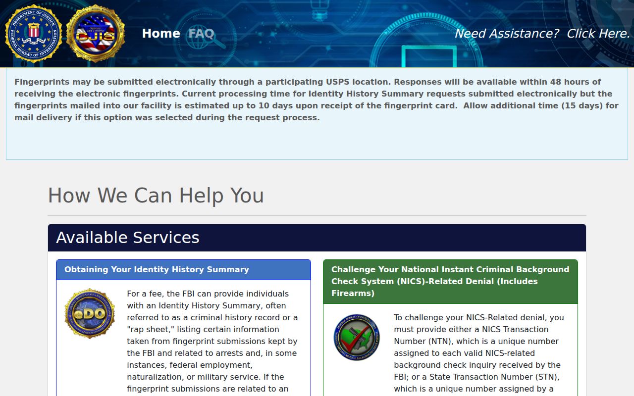 Greensville County arrest history FBI identity self-review portal